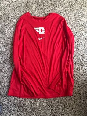 Nike Red University of Dayton Long Sleeve Logo Tee